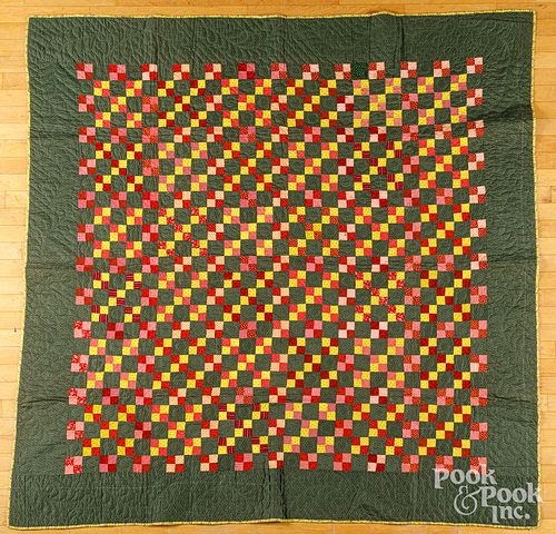 Block patchwork quilt, ca. 1900