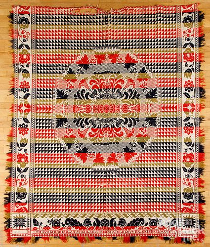 Four woven coverlets, mid 19th c.