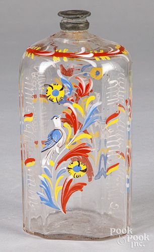 Steigel type enamel decorated flask, 19th c.