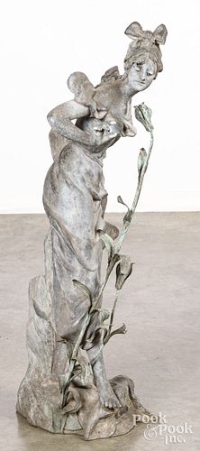 Spelter sculpture, titled Lys
