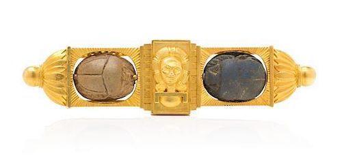 A Yellow Gold Egyptian Revival Brooch, 16.60 dwts.
