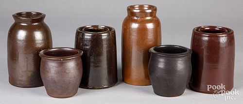 Six stoneware crocks/cans, 19th c.