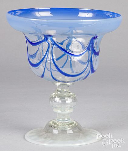 Blown glass footed bowl