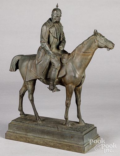 German bronze horse and rider, signed Selbmann