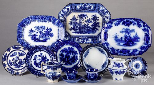 Group of flow blue porcelain