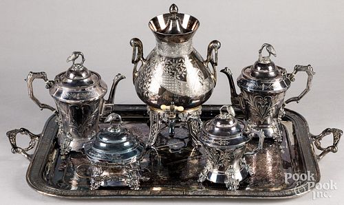 Assembled silver plated tea service