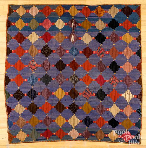 Two log cabin patchwork quilts, 19th c.