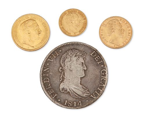 A group of European gold and silver coins