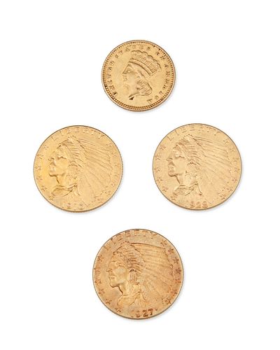 A group of United States gold coins
