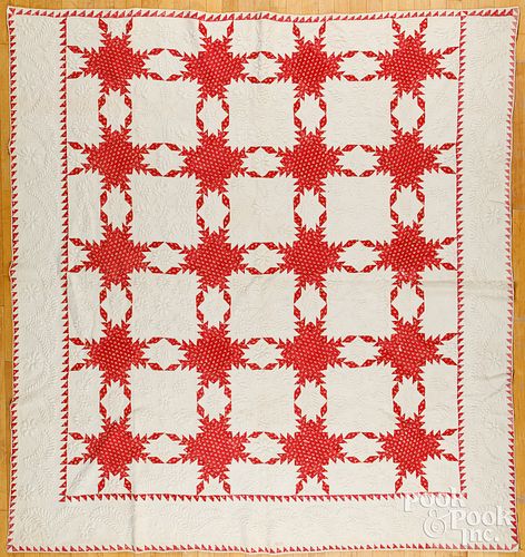Feathered star patchwork quilt, 19th c.
