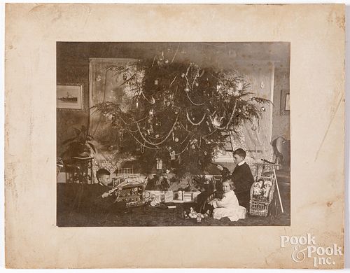 Large Christmas family cabinet photograph