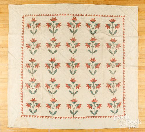 Appliqué Pennsylvania tulip quilt, 19th c.