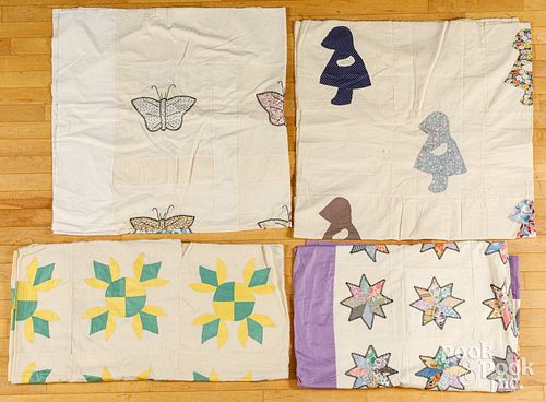 Four quilt tops, 20th c.