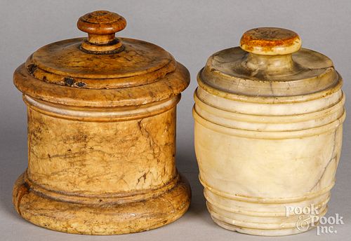Two marble covered jars, 19th c.