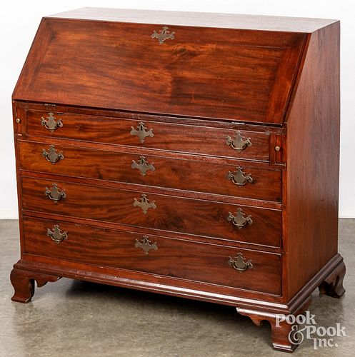 New England Chippendale mahogany slant front desk