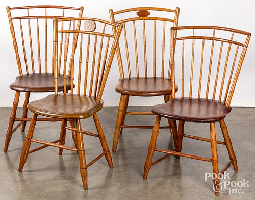 Four Pennsylvania birdcage Windsor chairs, 19th c.