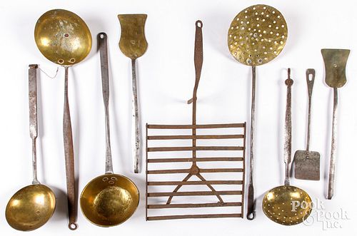 Group of wrought iron cookware, 19th c.