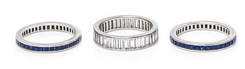 * A Collection of Platinum and Gem Eternity Bands, 7.60 dwts.