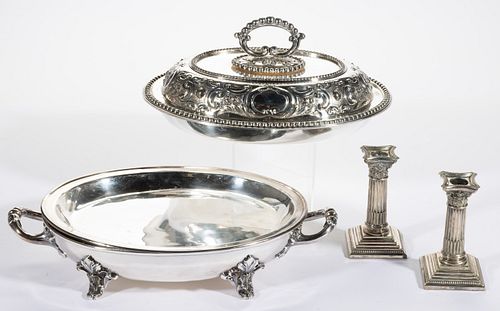 ASSORTED SILVER-PLATED ARTICLES, LOT OF FOUR
