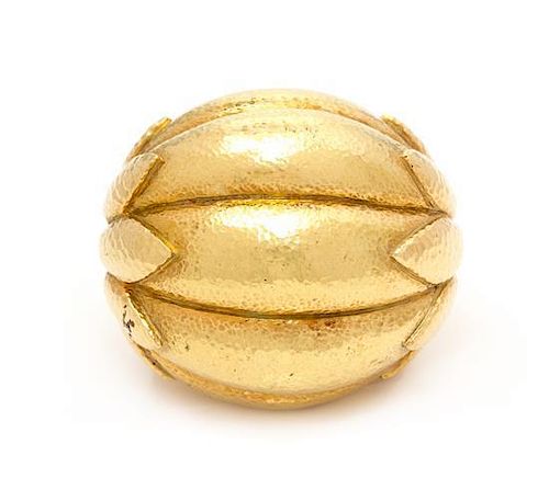 An 18 Karat Yellow Gold Bombe' Ring, David Webb, 20.30 dwts.
