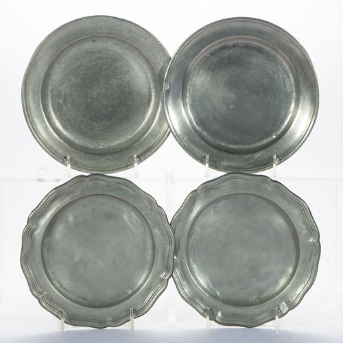 ASSORTED ITALIAN PEWTER PLATES, TWO PAIRS
