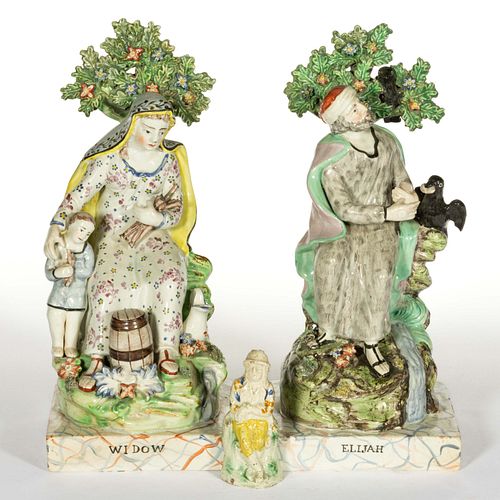 STAFFORDSHIRE HAND-PAINTED PEARLWARE FIGURES, LOT OF THREE