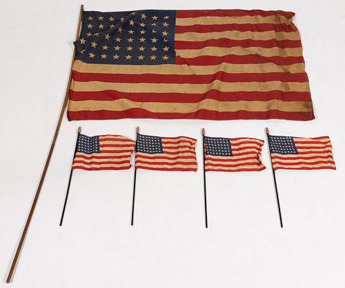 48-STAR UNITED STATES PARADE / AMERICAN FLAGS, LOT OF FIVE