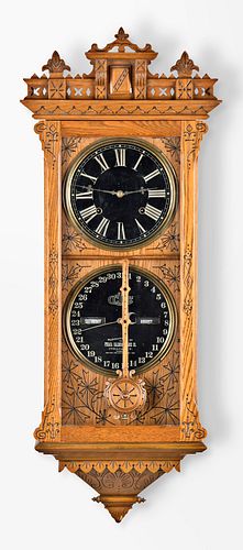 Ithaca calendar Clock Co. No. 5 1/2 Hanging Belgrade calendar clock