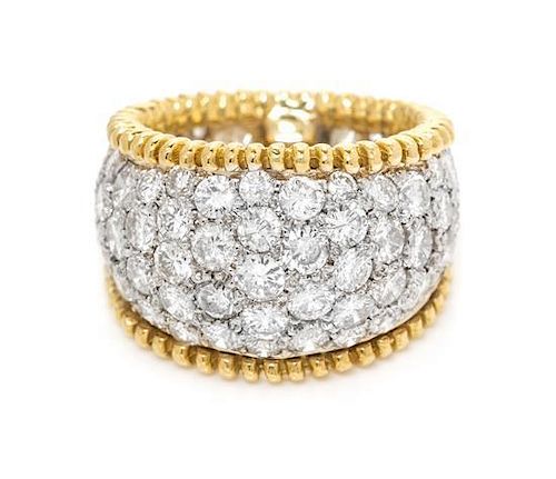 A Bicolor Gold and Diamond Band, 5.60 dwts.