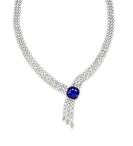 An Important Platinum, Tanzanite and Diamond Necklace, Van Cleef & Arpels, 109.90 dwts.