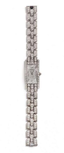 * An 18 Karat White Gold and Diamond "Avenue" Wristwatch, Harry Winston, 64.40 dwts.