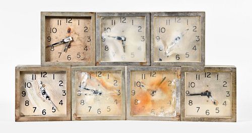 Seven Art Deco Slave Clocks with Mercer Movements