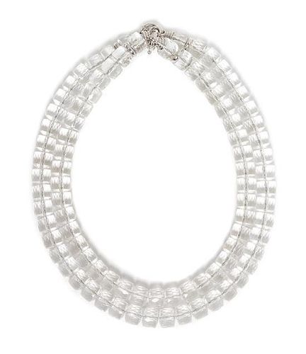 * An 18 Karat White Gold and Rock Crystal Necklace, 114.50 dwts.