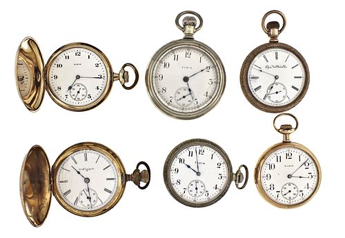 A lot of six Elgin pocket watches