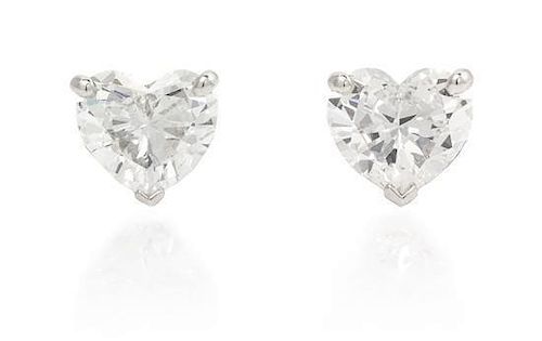 A Pair of Platinum and Diamond Stud Earrings, Van Cleef & Arpels, 1.80 dwts.