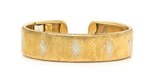 An 18 Karat Bicolor Gold "Germinato" Cuff Bracelet, M. Buccellati, 26.90 dwts.