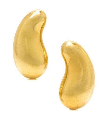 * A Pair of 18 Karat Yellow Gold "Tear Drop" Earclips, Elsa Peretti for Tiffany & Co., 11.50 dwts.