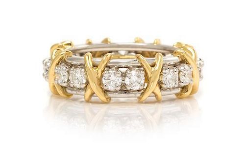 * A Platinum and 18 Karat Yellow Gold Diamond Band, Jean Schlumberger for Tiffany & Co., 6.60 dwts.