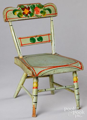 Pennsylvania painted doll's plank seat chair