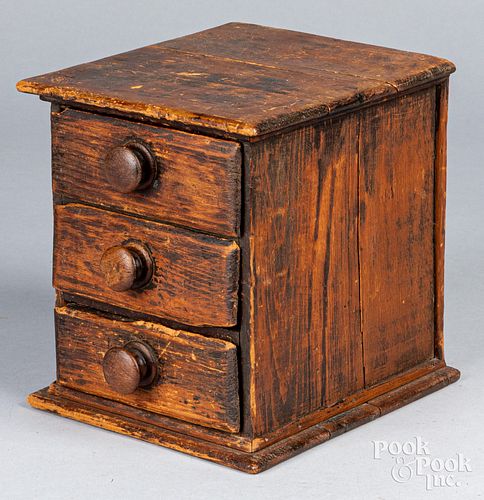 Pine cigar box drawered cabinet, 19th c.