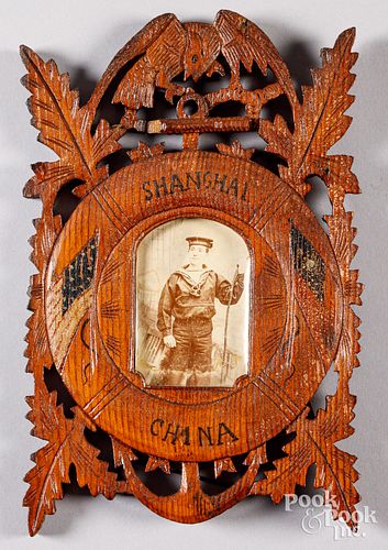 Sailor made carved eagle souvenir frame
