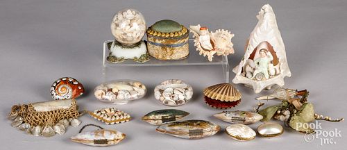 Group of nautical seashell souvenirs