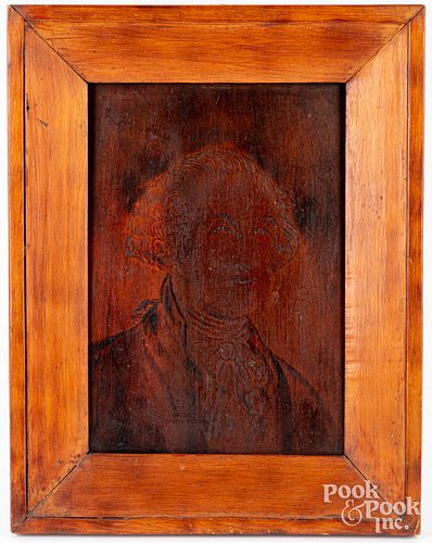Portrait on pine of George Washington