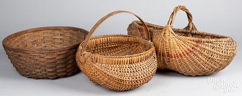 Three splint gathering baskets, 19th c.