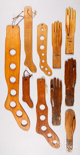 Group of glove and sock stretchers, ca. 1900