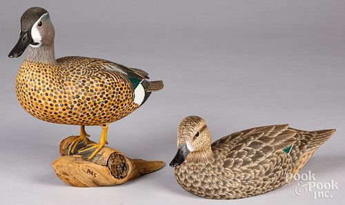 Pair of carved and painted duck decoys