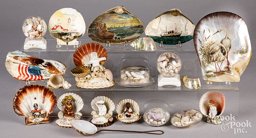 Group of nautical souvenir seashells