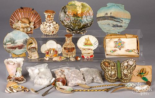Group of nautical souvenir seashells