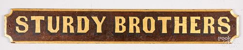 Painted Sturdy Brothers trade sign, ca. 1900