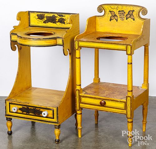Two New England painted wash stands, 19th c.